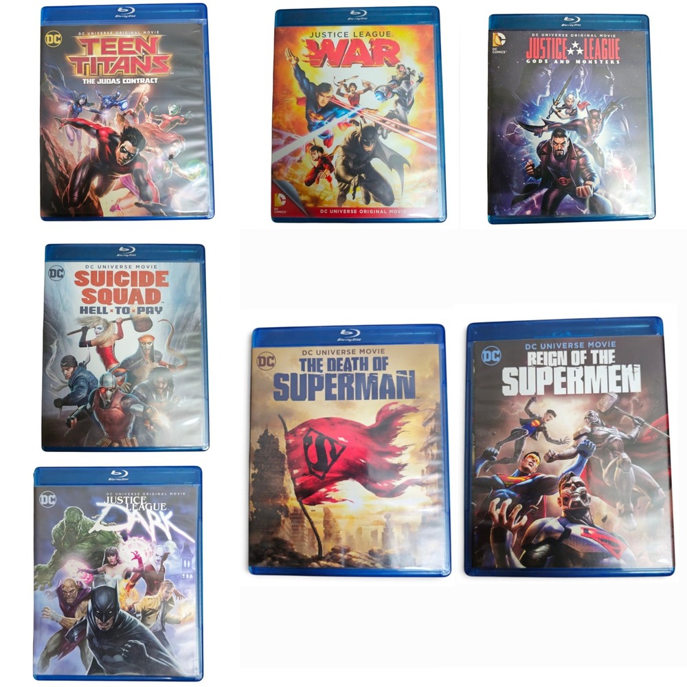 DC Universe Movie DVD Lot 8 Films Justice League Teen Titans Suicide Squad Good
